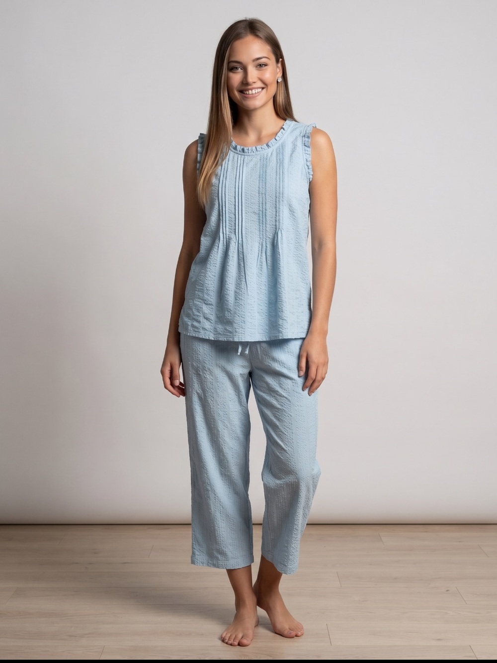🌻NEW NWOT Vermont Country Store Ella Simone 2-Piece Blue PJ Lounge Set Size S